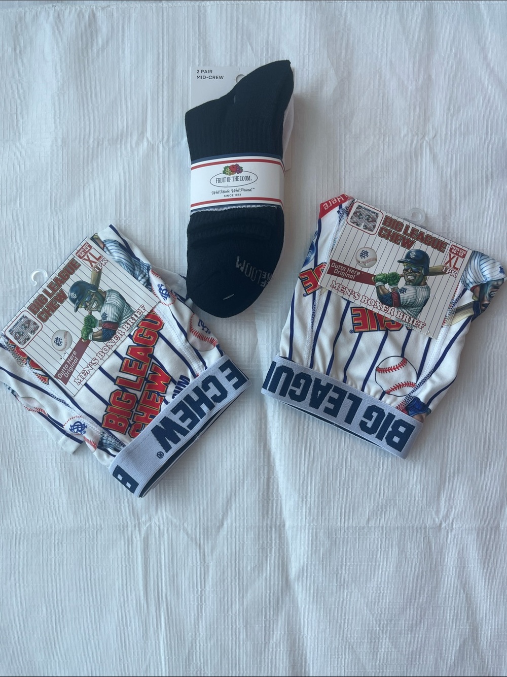 2-Big League Men’s Boxer Briefs &Fruit  Of The Loom Socks 2-Pair